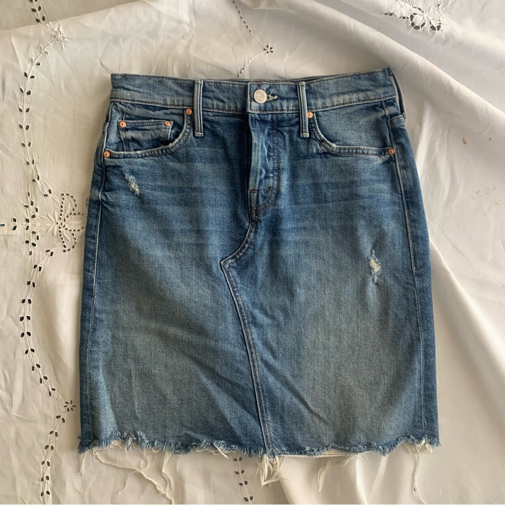 MOTHER Blue Denim Pencil Skirt